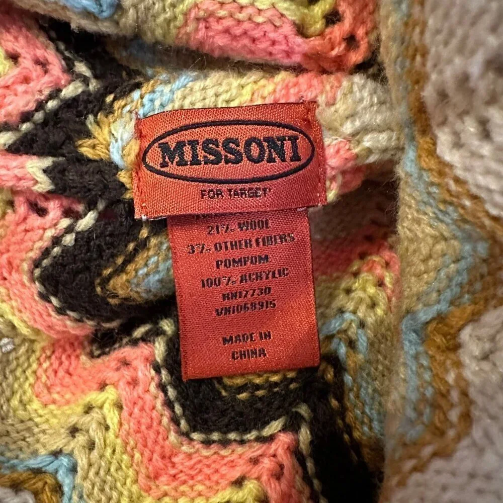 Missoni x target collaboration woven sweater pom pom Beanie